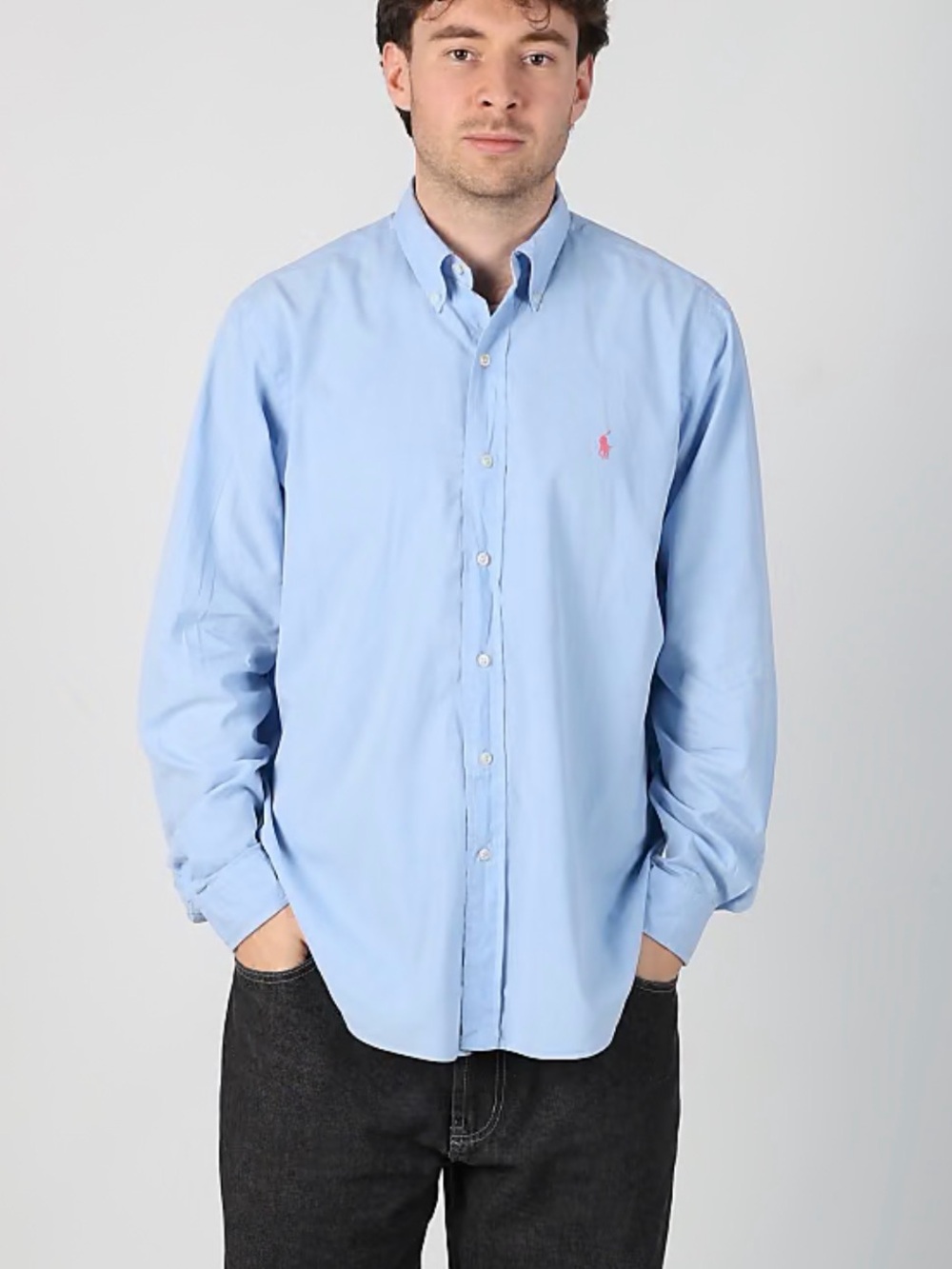 Ralph Lauren Light Blue Button-Down Shirt with Pink Pony XXL